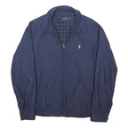POLO RALPH LAUREN Mens Navy Blue Jacket L Cotton Blend Plain Zip Casual
