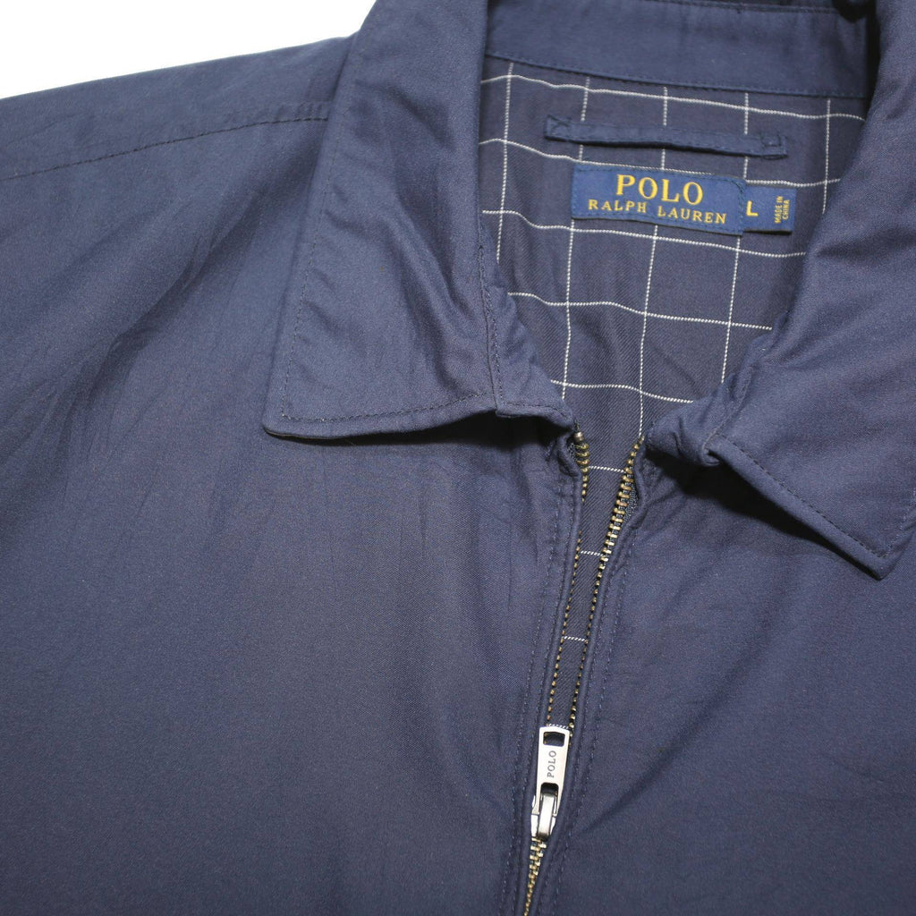 POLO RALPH LAUREN Mens Navy Blue Jacket L Cotton Blend Plain Zip Casual