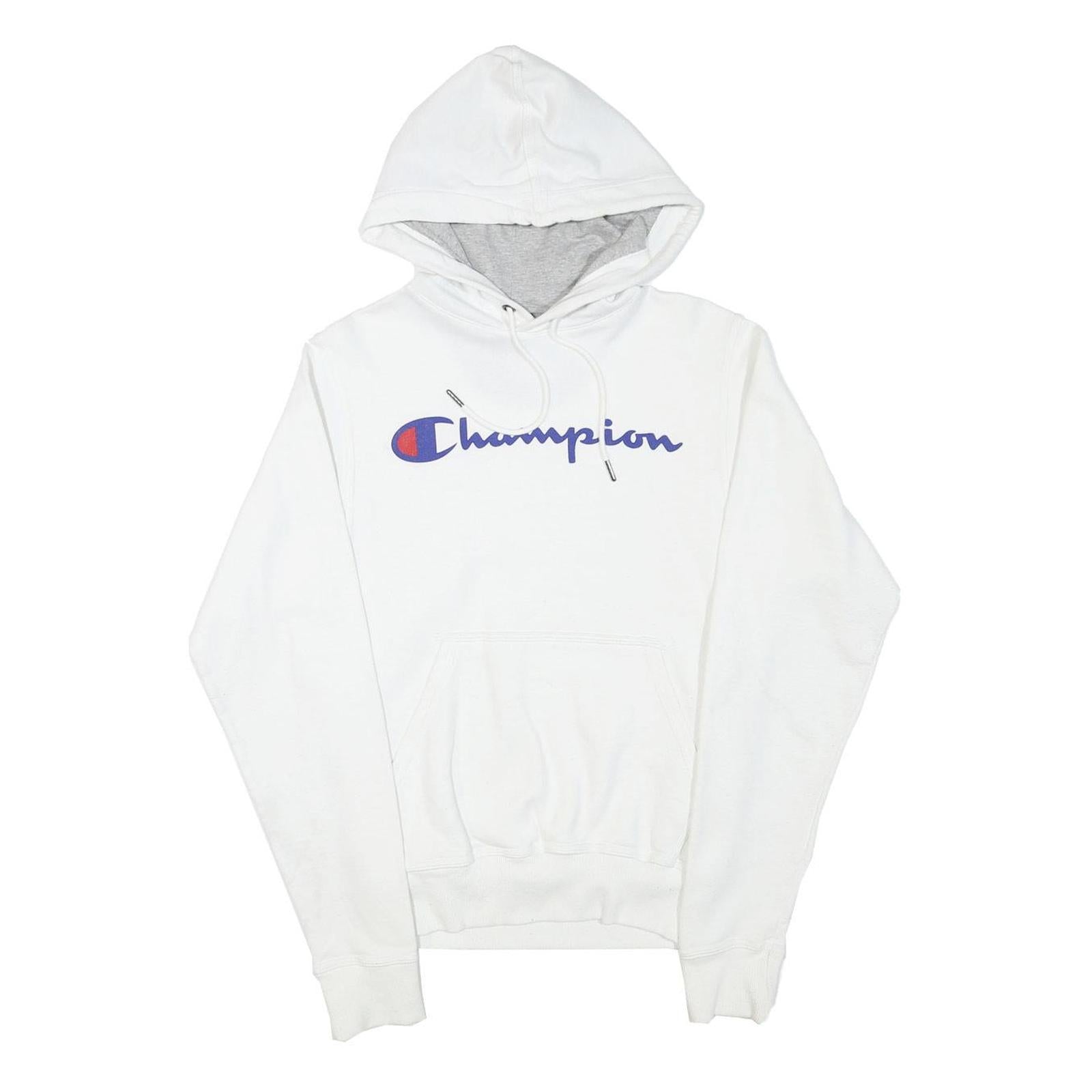 CHAMPION Mens White Hoodie XS Cotton Blend Pullover Drawstring Hood Casual