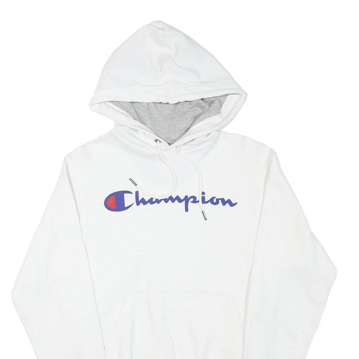 CHAMPION Mens White Hoodie XS Cotton Blend Pullover Drawstring Hood Casual