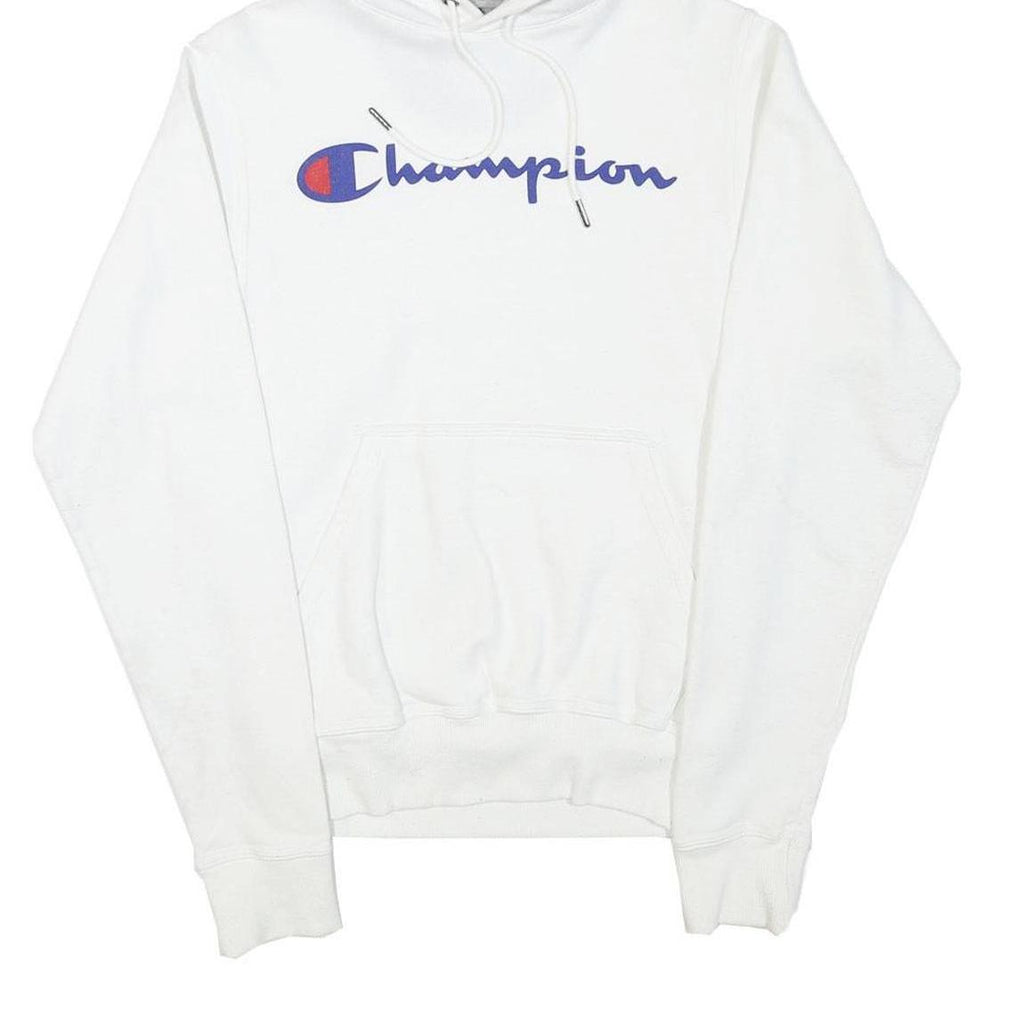CHAMPION Mens White Hoodie XS Cotton Blend Pullover Drawstring Hood Casual