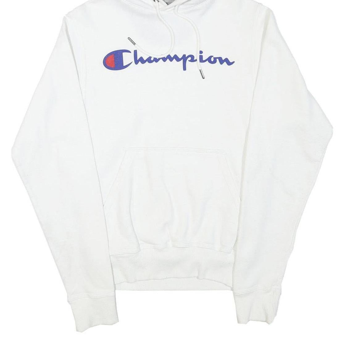 CHAMPION Mens White Hoodie XS Cotton Blend Pullover Drawstring Hood Casual