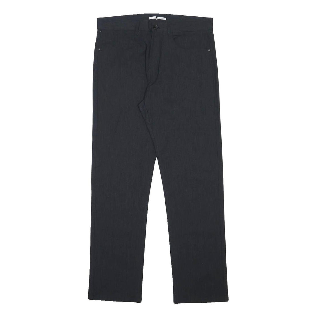 CALVIN KLEIN Mens Slim Fit Black Cotton Blend Trousers W32 L32 Stylish
