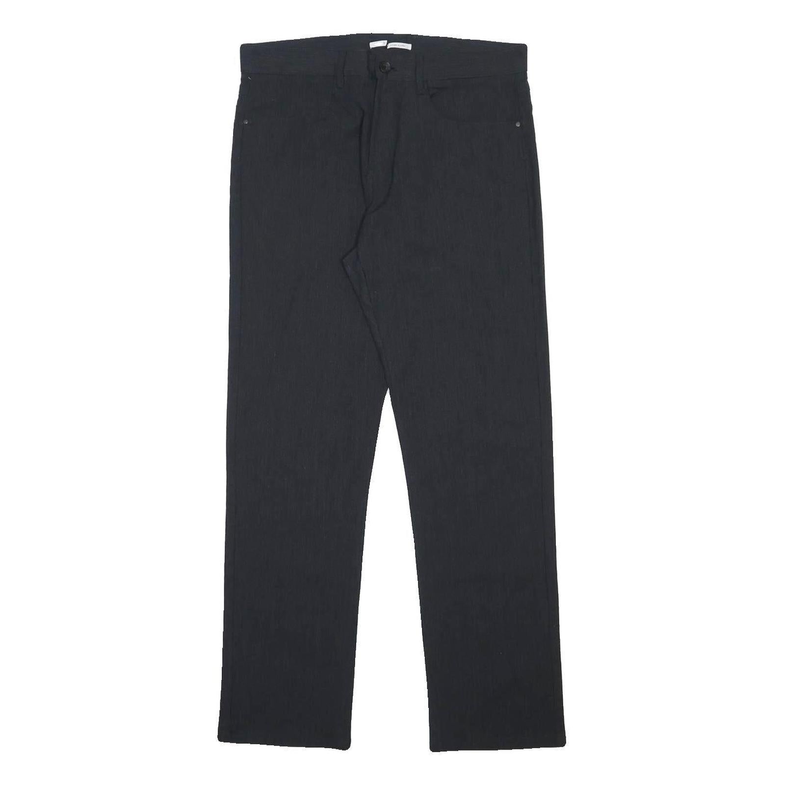 CALVIN KLEIN Mens Slim Fit Black Cotton Blend Trousers W32 L32 Stylish