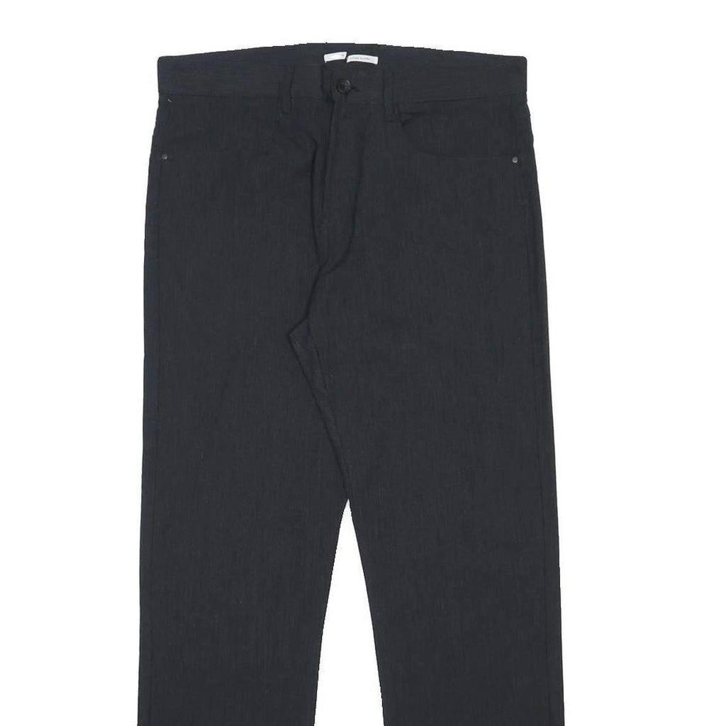 CALVIN KLEIN Mens Slim Fit Black Cotton Blend Trousers W32 L32 Stylish