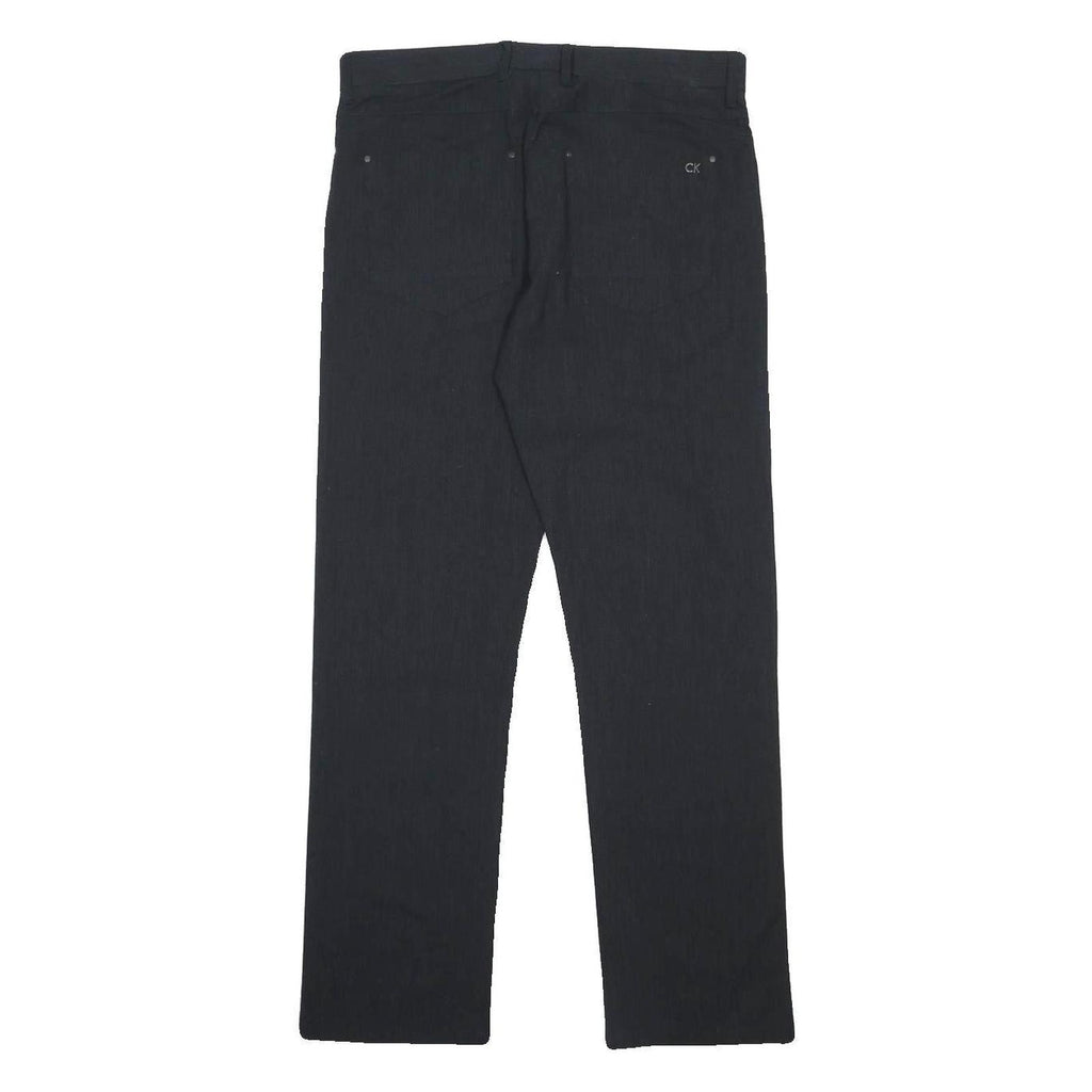 CALVIN KLEIN Mens Slim Fit Black Cotton Blend Trousers W32 L32 Stylish
