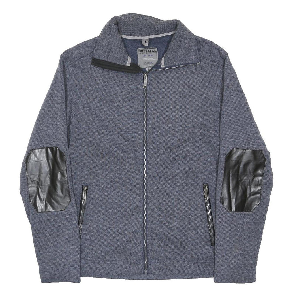 Regatta Mens Blue Slim Fit Cotton Blend Zip Jacket With Faux Leather Elbow
