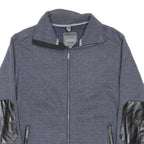 Regatta Mens Blue Slim Fit Cotton Blend Zip Jacket With Faux Leather Elbow