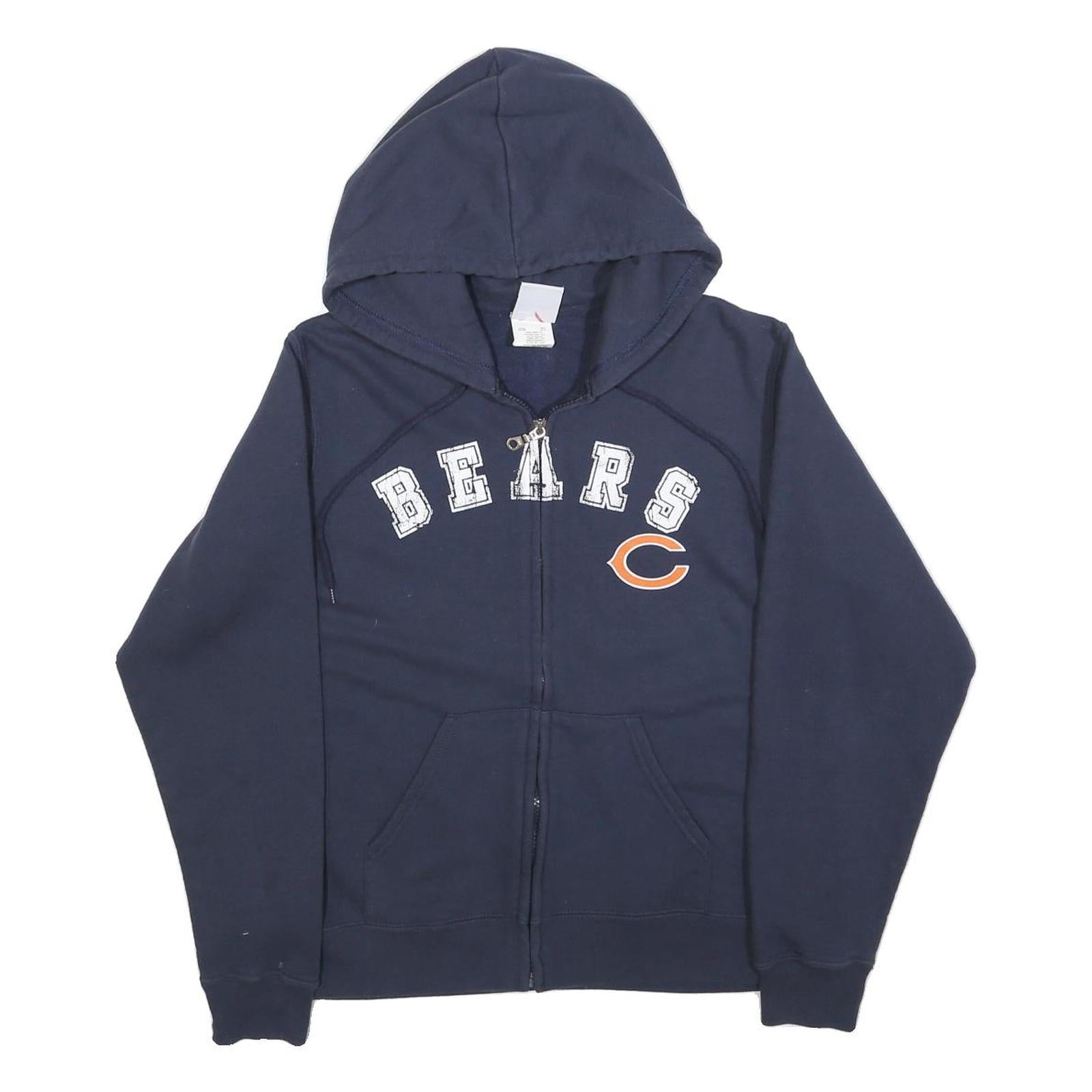 NFL Womens Navy Bears Full Zip Hoodie L Cotton Blend Casual Sportswear