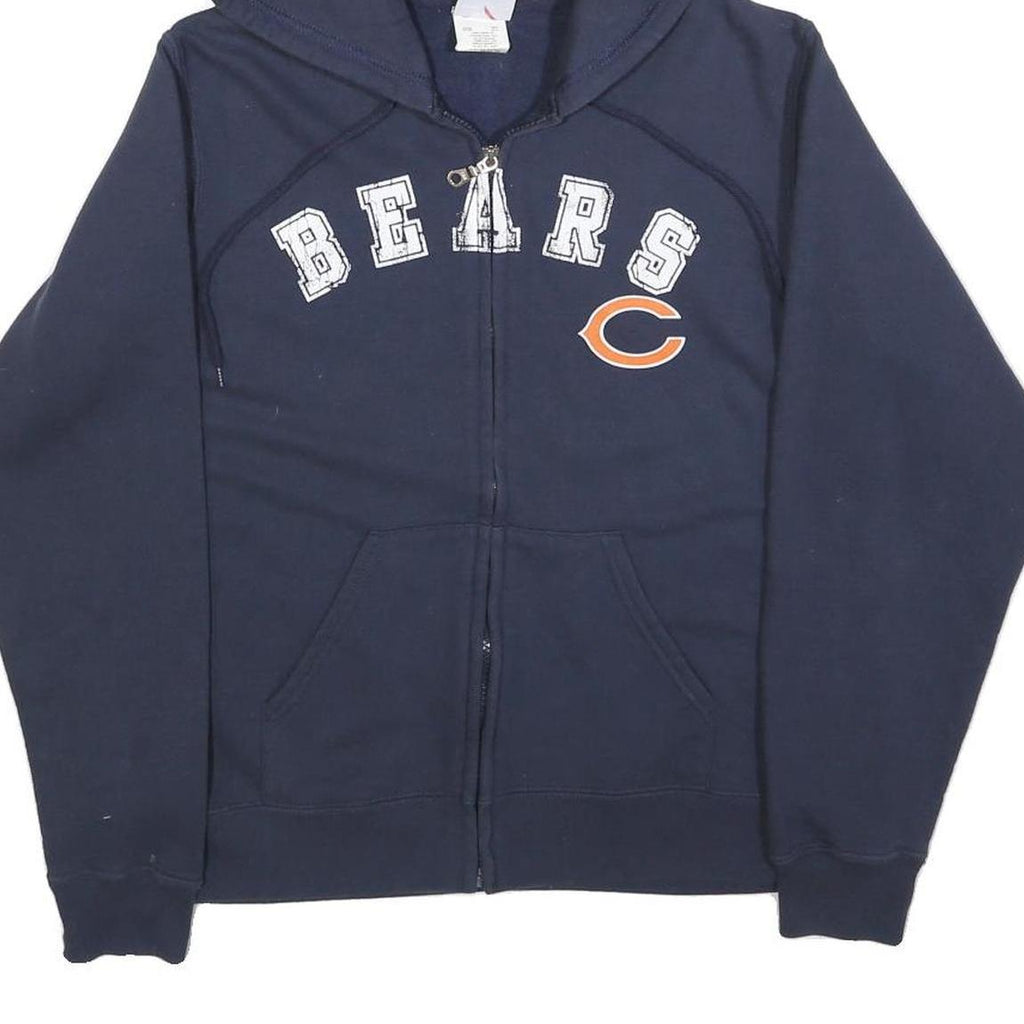 NFL Womens Navy Bears Full Zip Hoodie L Cotton Blend Casual Sportswear