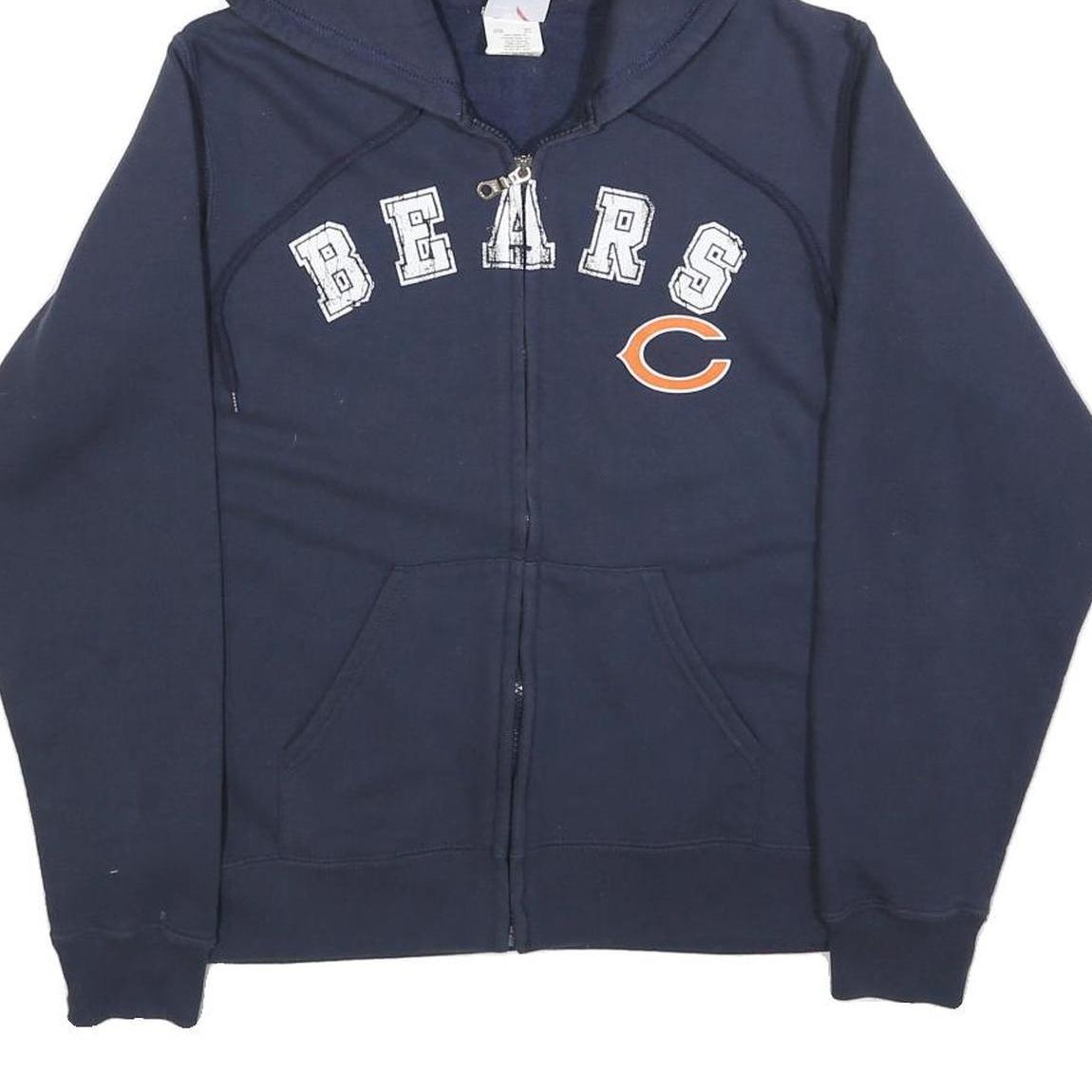 NFL Womens Navy Bears Full Zip Hoodie L Cotton Blend Casual Sportswear