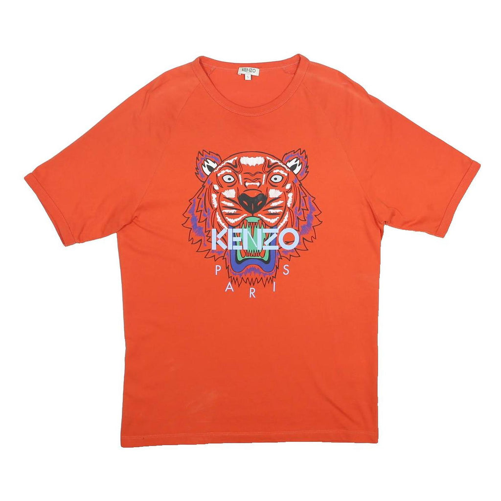 KENZO Mens Orange Cotton Graphic T-Shirt S Short Sleeve Crew Neck Designer