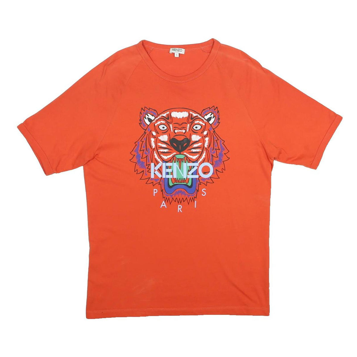 KENZO Mens Orange Cotton Graphic T-Shirt S Short Sleeve Crew Neck Designer