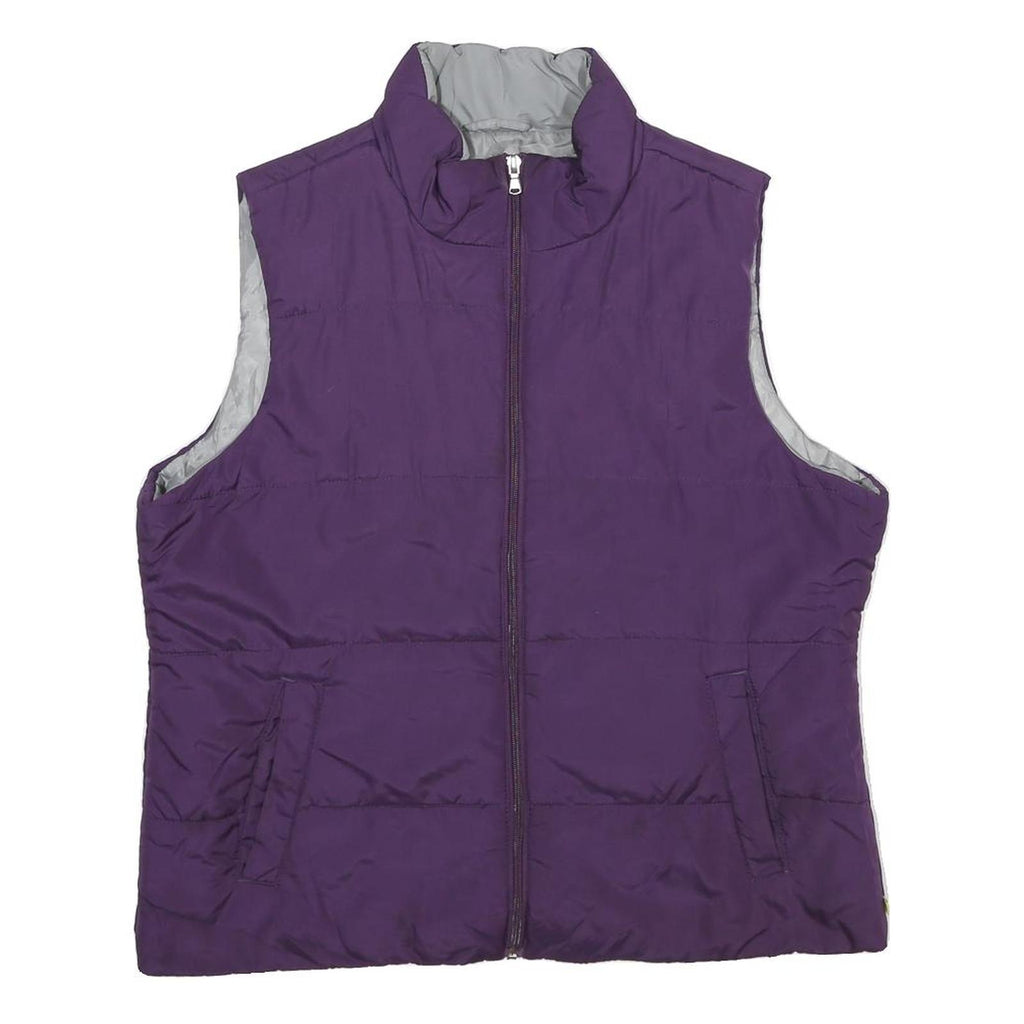 MADE FOR LIFE Womens Purple Jacket L Polyester Plain Zip Sleeveless Lightweight