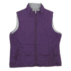 MADE FOR LIFE Womens Purple Jacket L Polyester Plain Zip Sleeveless Lightweight