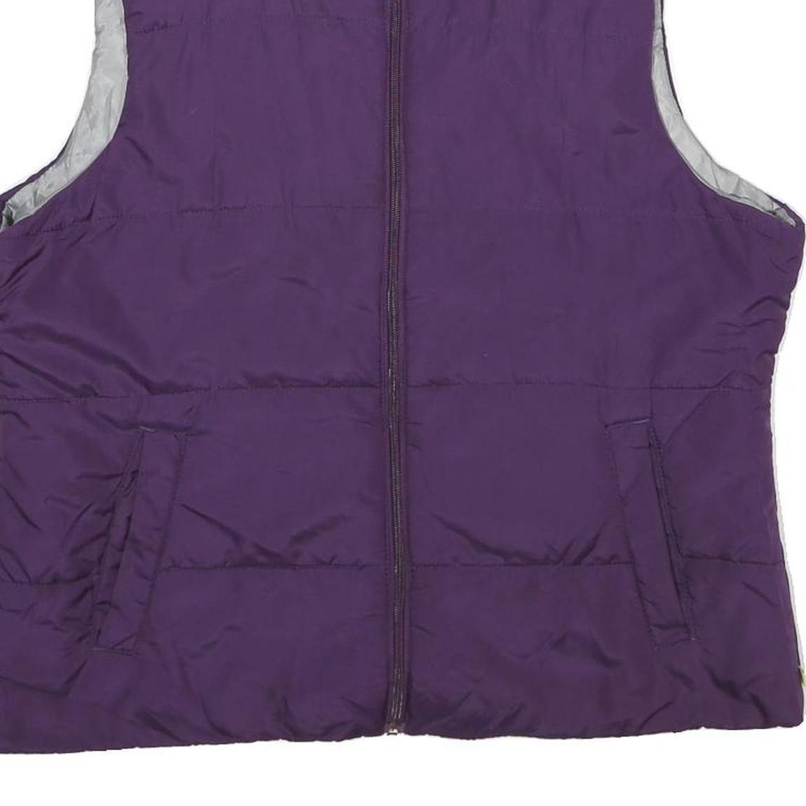 MADE FOR LIFE Womens Purple Jacket L Polyester Plain Zip Sleeveless Lightweight