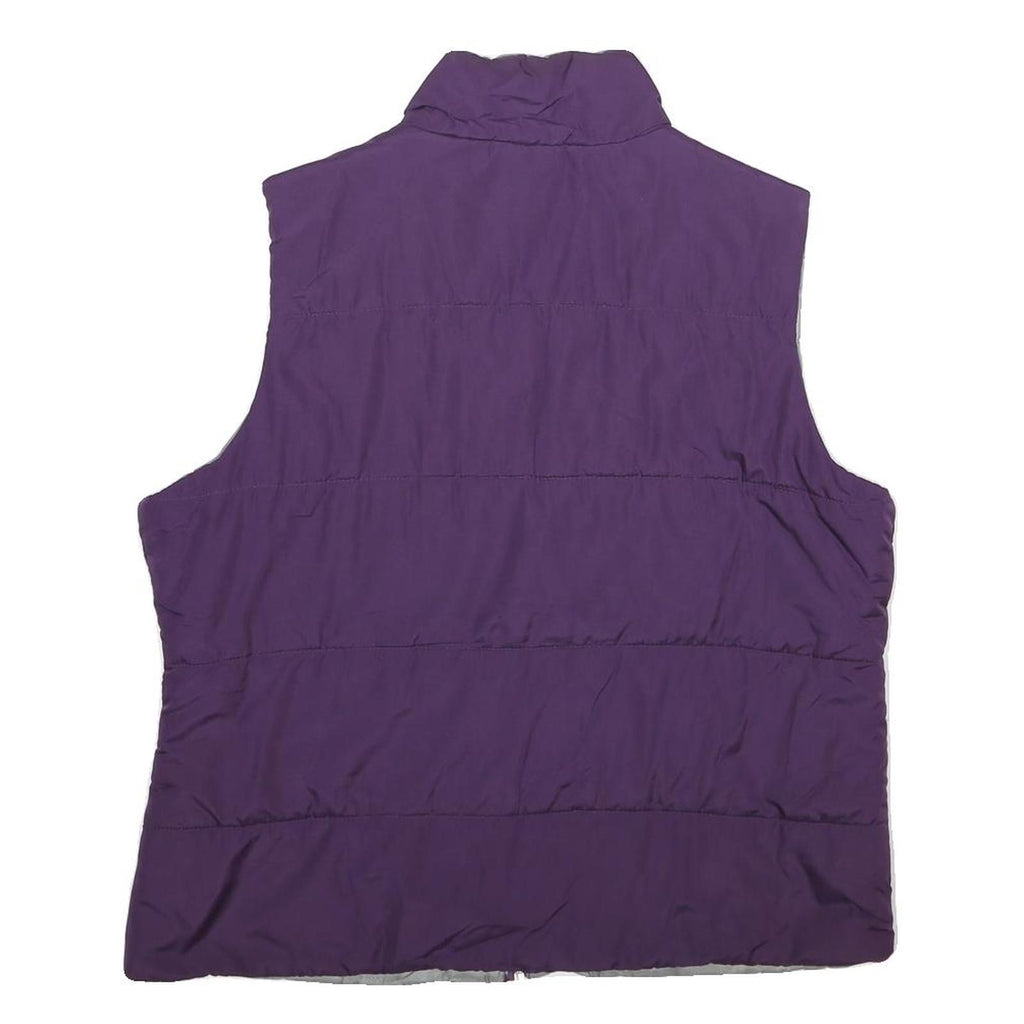 MADE FOR LIFE Womens Purple Jacket L Polyester Plain Zip Sleeveless Lightweight