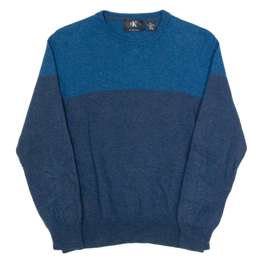 CALVIN KLEIN Womens Jumper Blue Tight Knit Wool M