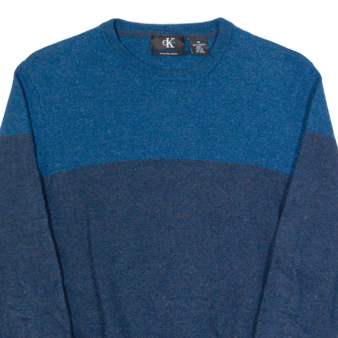 CALVIN KLEIN Womens Jumper Blue Tight Knit Wool M