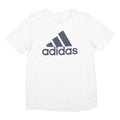 ADIDAS Mens White & Navy Blue Classic T-Shirt S Short Sleeve Crew Neck Logo