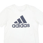 ADIDAS Mens White & Navy Blue Classic T-Shirt S Short Sleeve Crew Neck Logo
