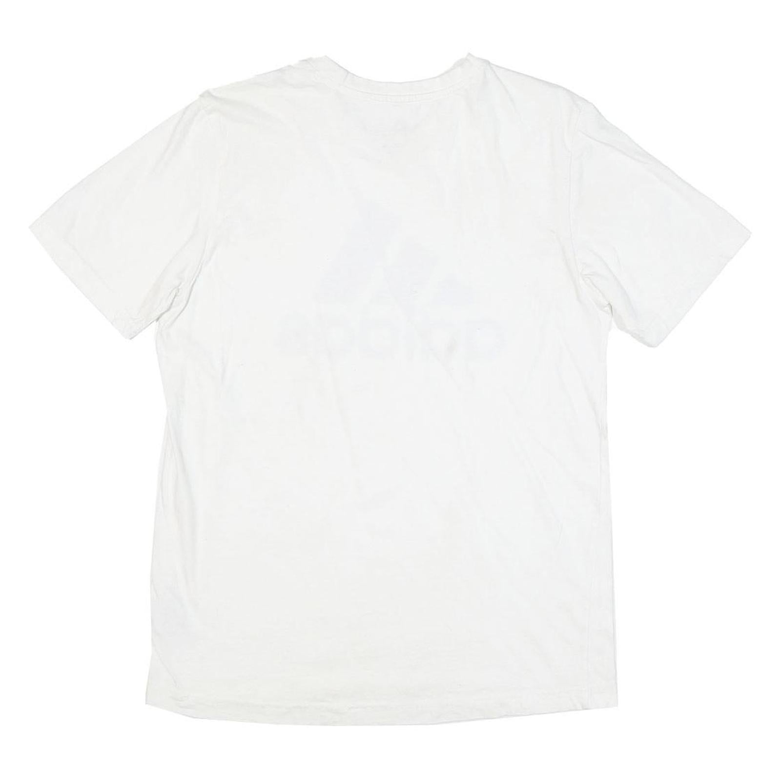 ADIDAS Mens White & Navy Blue Classic T-Shirt S Short Sleeve Crew Neck Logo