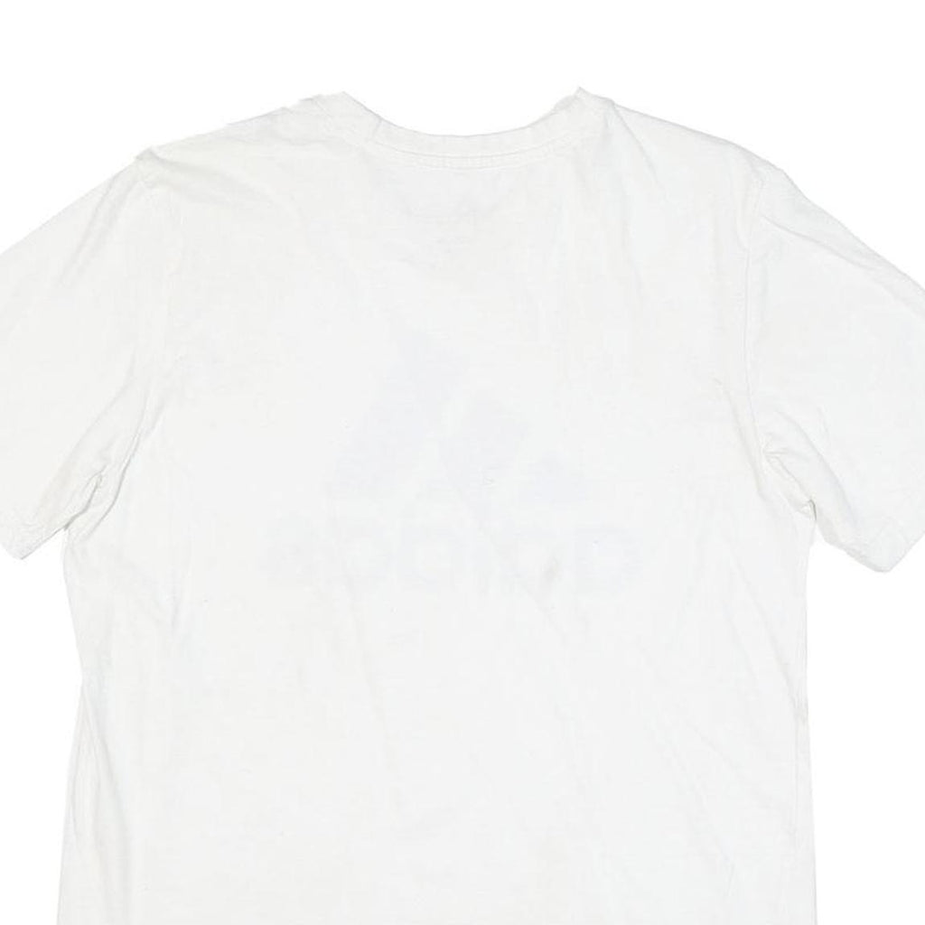 ADIDAS Mens White & Navy Blue Classic T-Shirt S Short Sleeve Crew Neck Logo