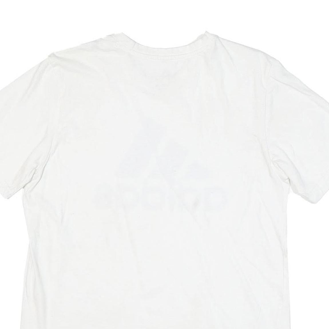 ADIDAS Mens White & Navy Blue Classic T-Shirt S Short Sleeve Crew Neck Logo