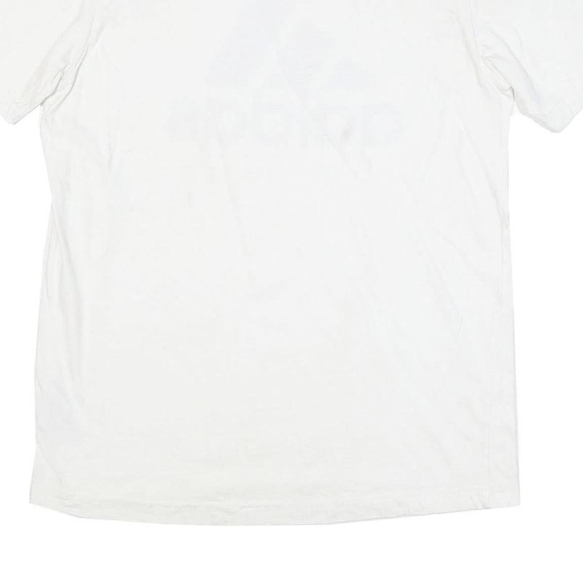 ADIDAS Mens White & Navy Blue Classic T-Shirt S Short Sleeve Crew Neck Logo