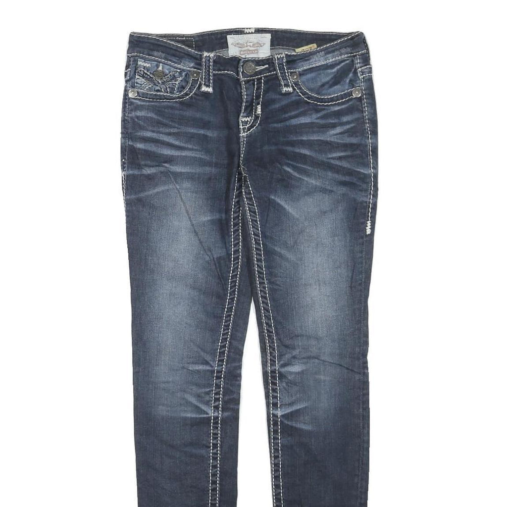 Womens Regular Fit Blue Denim Jeans W30 L32 Cotton Blend Zip Straight Casual