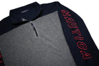 NAUTICA Mens Grey & Navy Colourblock Casual Jumper Crew Neck Synthetic L