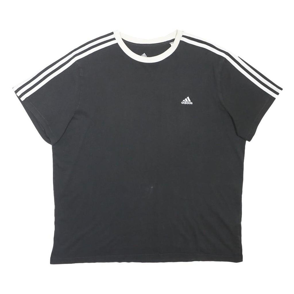 ADIDAS Boys Black White Cotton Blend T-Shirt XL Short Sleeve Crew Neck