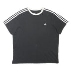 ADIDAS Boys Black White Cotton Blend T-Shirt XL Short Sleeve Crew Neck