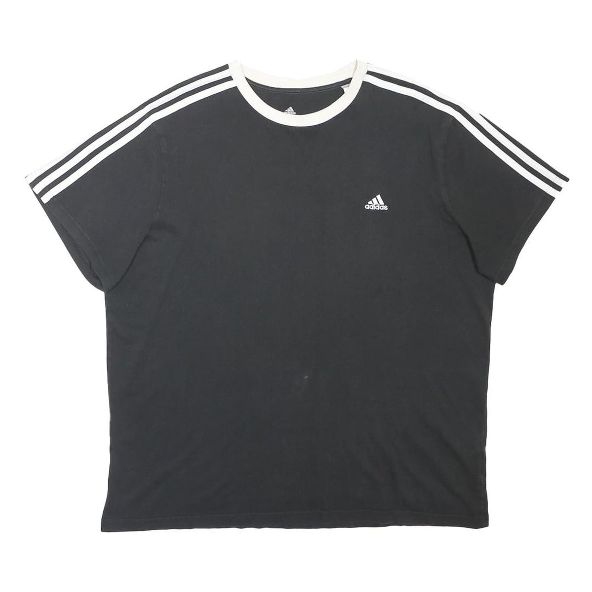 ADIDAS Boys Black White Cotton Blend T-Shirt XL Short Sleeve Crew Neck