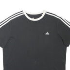 ADIDAS Boys Black White Cotton Blend T-Shirt XL Short Sleeve Crew Neck