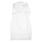 Womens White Plain Day Dress Polyester Long Sleeve Midi M Elegant Simple