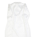 Womens White Plain Day Dress Polyester Long Sleeve Midi M Elegant Simple