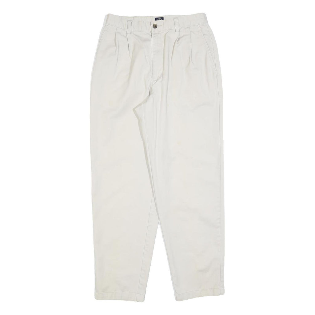 DOCKERS Womens Cotton Blend White Relaxed Straight Trousers W26 L28 Casual Zip