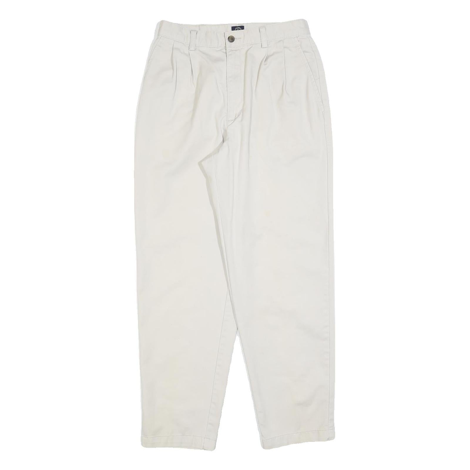 DOCKERS Womens Cotton Blend White Relaxed Straight Trousers W26 L28 Casual Zip