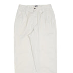 DOCKERS Womens Cotton Blend White Relaxed Straight Trousers W26 L28 Casual Zip