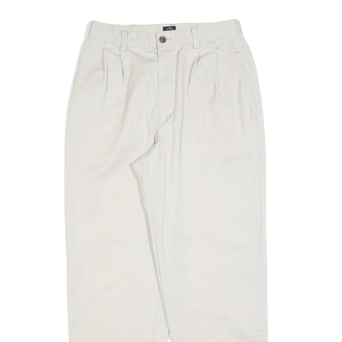 DOCKERS Womens Cotton Blend White Relaxed Straight Trousers W26 L28 Casual Zip