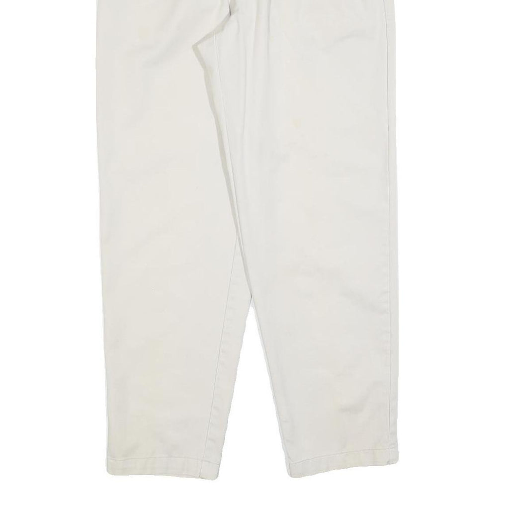 DOCKERS Womens Cotton Blend White Relaxed Straight Trousers W26 L28 Casual Zip