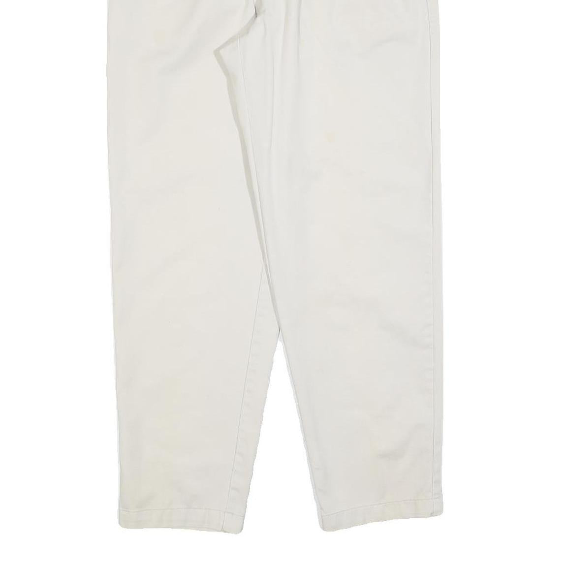 DOCKERS Womens Cotton Blend White Relaxed Straight Trousers W26 L28 Casual Zip