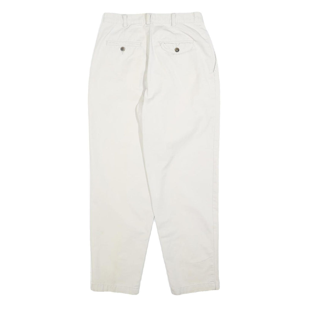 DOCKERS Womens Cotton Blend White Relaxed Straight Trousers W26 L28 Casual Zip