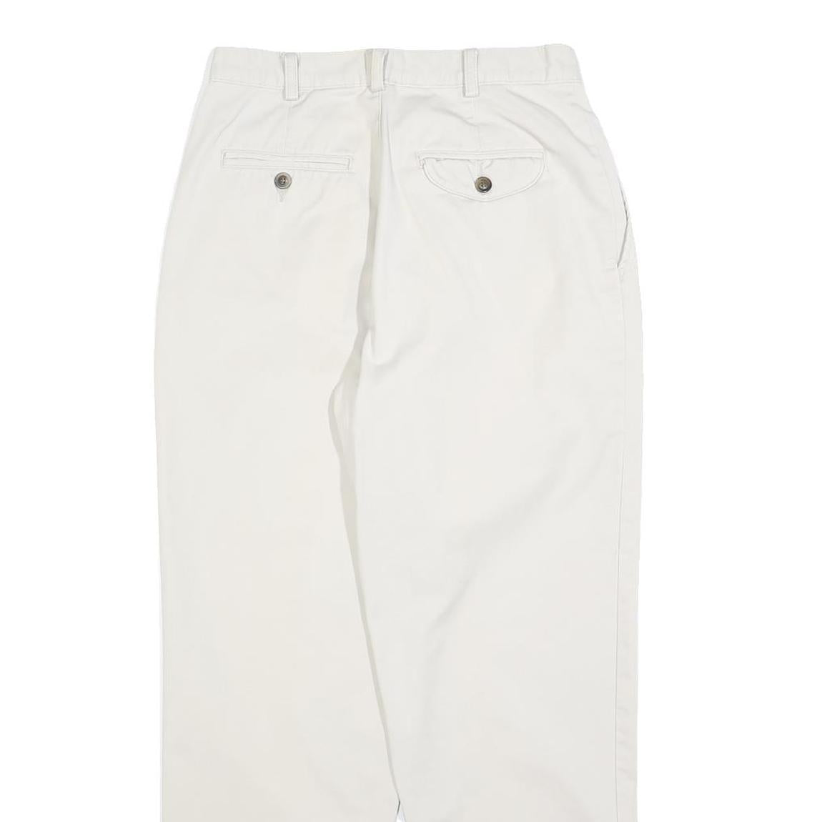 DOCKERS Womens Cotton Blend White Relaxed Straight Trousers W26 L28 Casual Zip