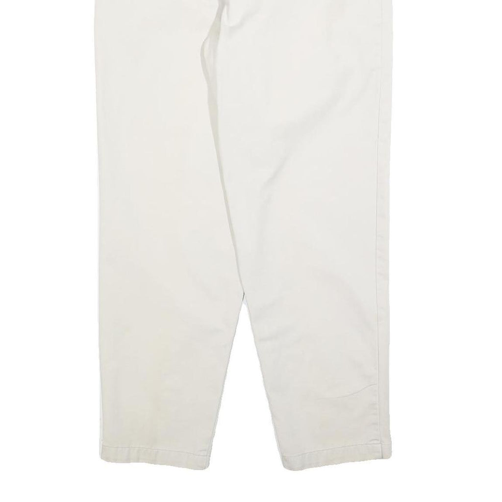 DOCKERS Womens Cotton Blend White Relaxed Straight Trousers W26 L28 Casual Zip