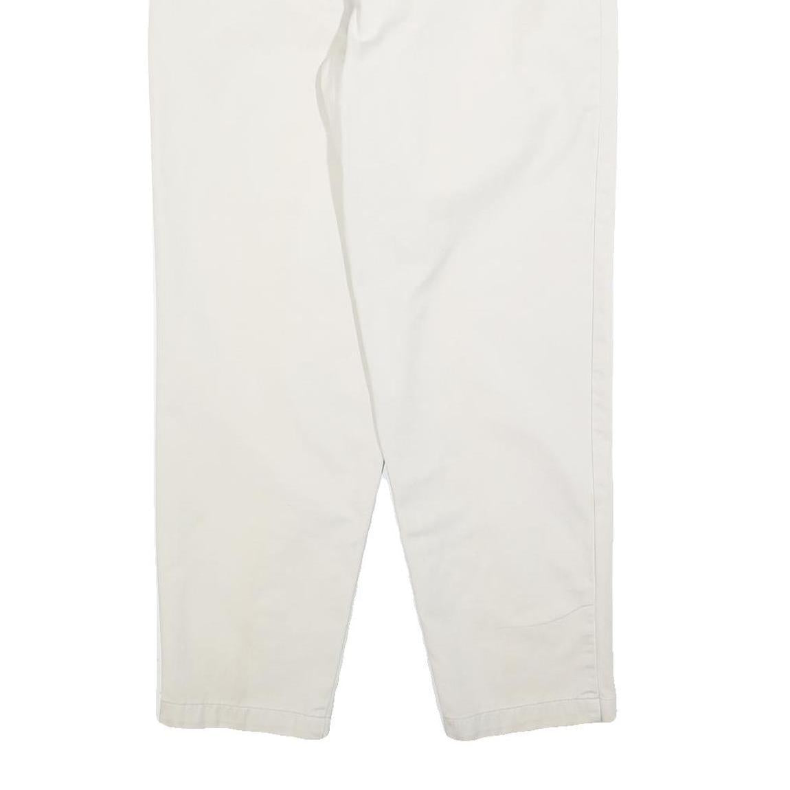 DOCKERS Womens Cotton Blend White Relaxed Straight Trousers W26 L28 Casual Zip