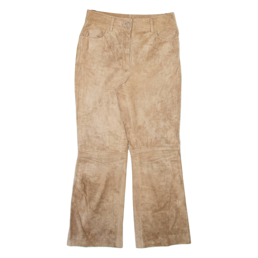 Womens Leather Trousers Beige Regular Bootcut W28 L28
