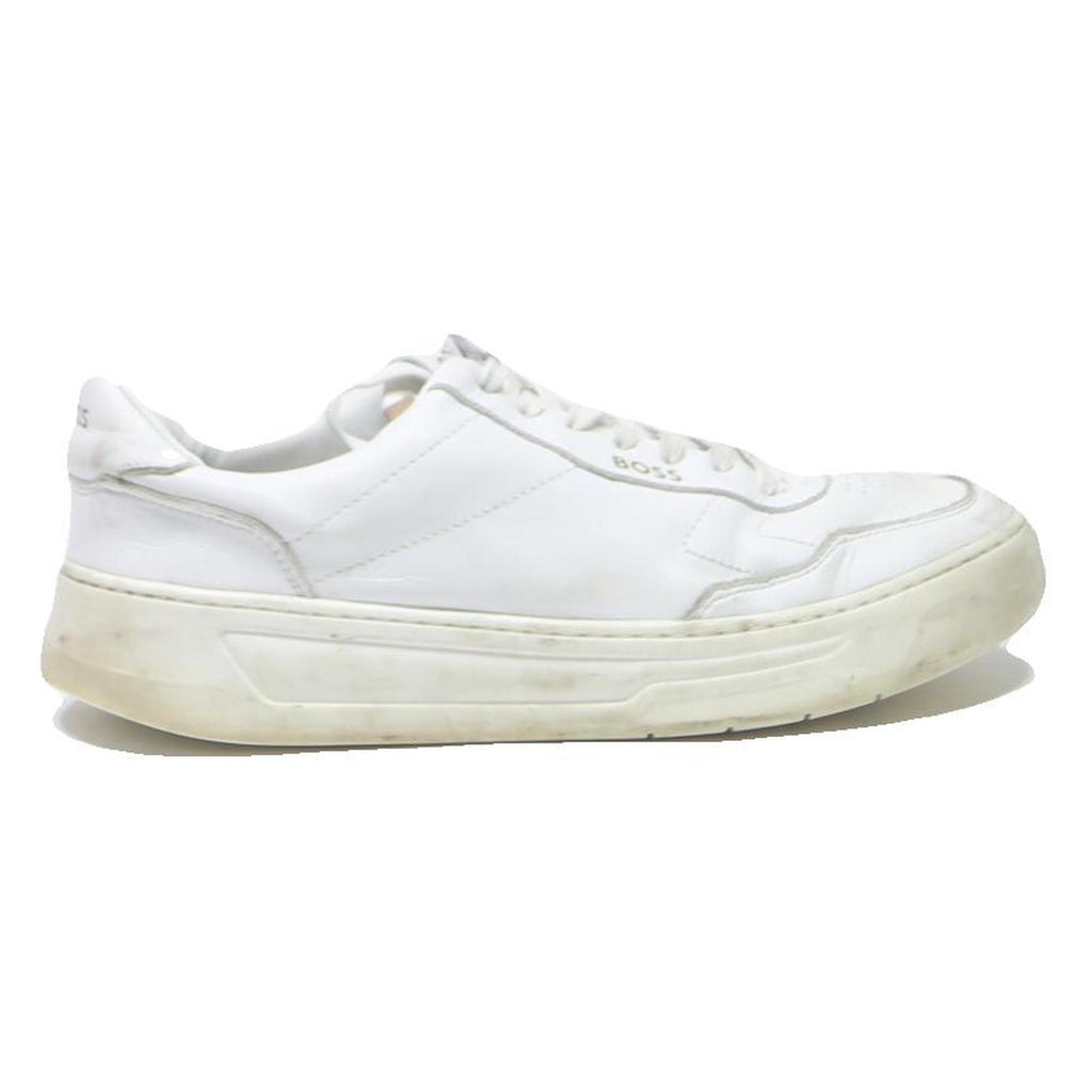BOSS Mens White Leather Trainers UK 7 Casual Everyday Premium Comfort