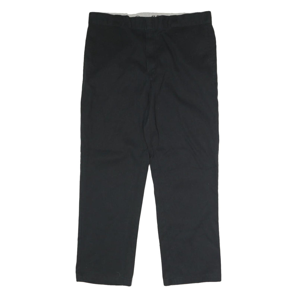 DICKIES Mens Classic Black Polyester Blend Trousers W40 L32 Zip Closure